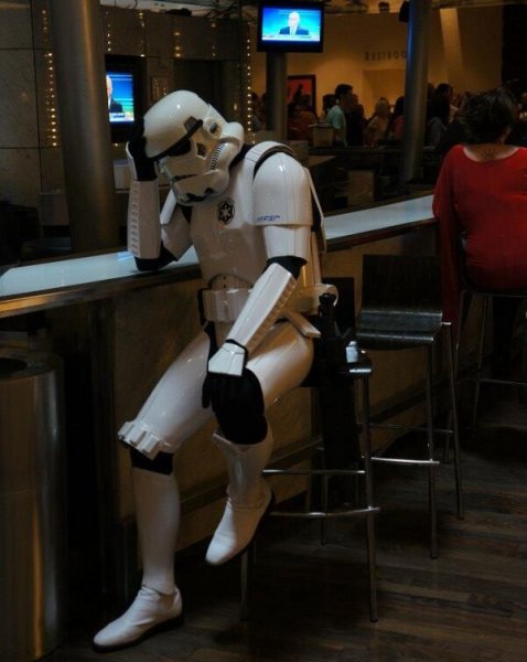 High Quality Sad Stormtrooper At The Bar Blank Meme Template