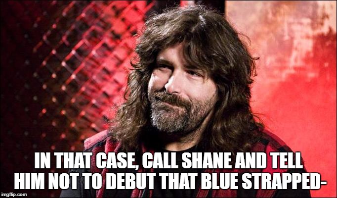 IN THAT CASE, CALL SHANE AND TELL HIM NOT TO DEBUT THAT BLUE STRAPPED- | made w/ Imgflip meme maker