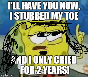 I'll Have You Know Spongebob | I'LL HAVE YOU NOW, I STUBBED MY TOE; AND I ONLY CRIED FOR 2 YEARS! | image tagged in memes,ill have you know spongebob | made w/ Imgflip meme maker
