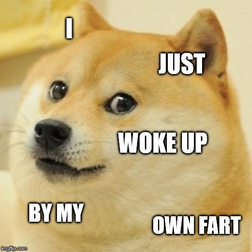 Doge | I; JUST; WOKE UP; BY MY; OWN FART | image tagged in memes,doge | made w/ Imgflip meme maker