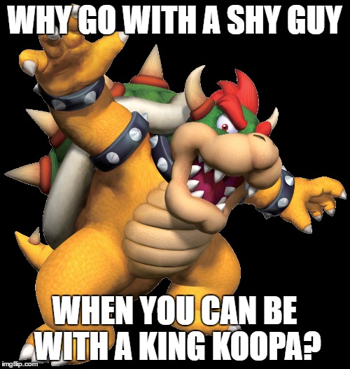 WHY GO WITH A SHY GUY WHEN YOU CAN BE WITH A KING KOOPA? | made w/ Imgflip meme maker