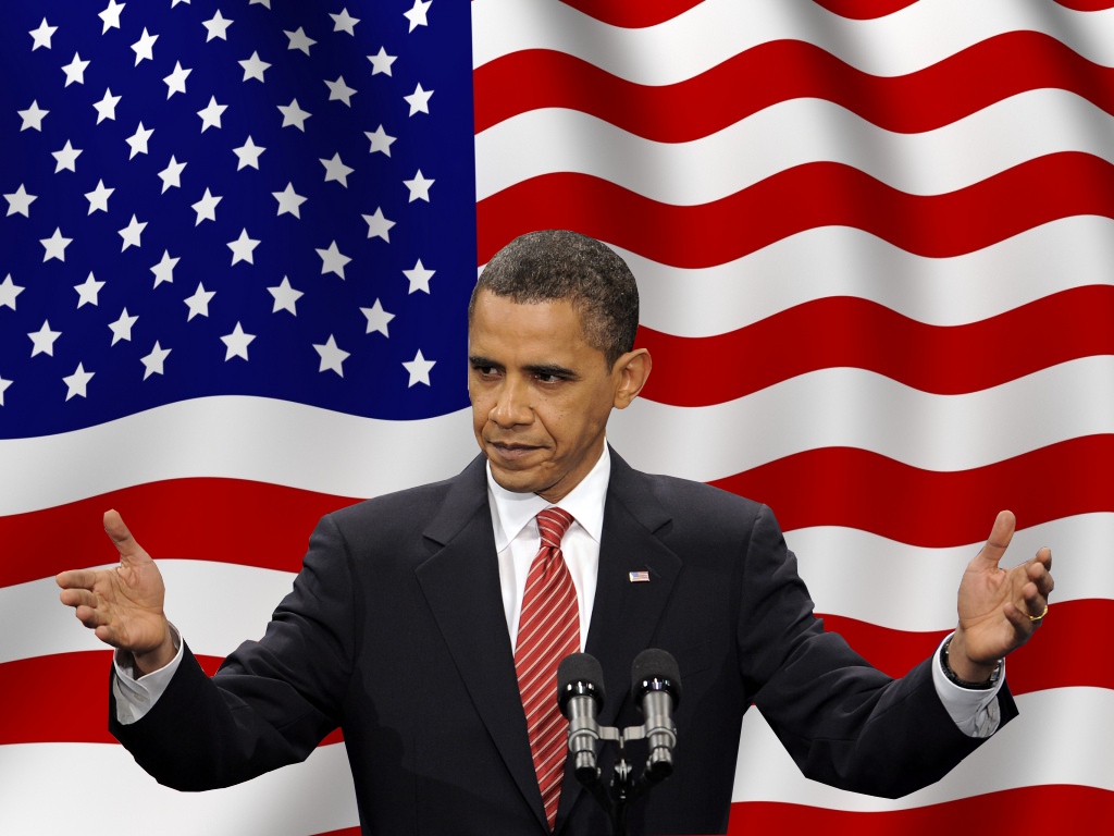 Barack Obama in front of flag Blank Meme Template