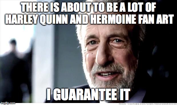 I Guarantee It Meme | THERE IS ABOUT TO BE A LOT OF HARLEY QUINN AND HERMOINE FAN ART; I GUARANTEE IT | image tagged in memes,i guarantee it | made w/ Imgflip meme maker