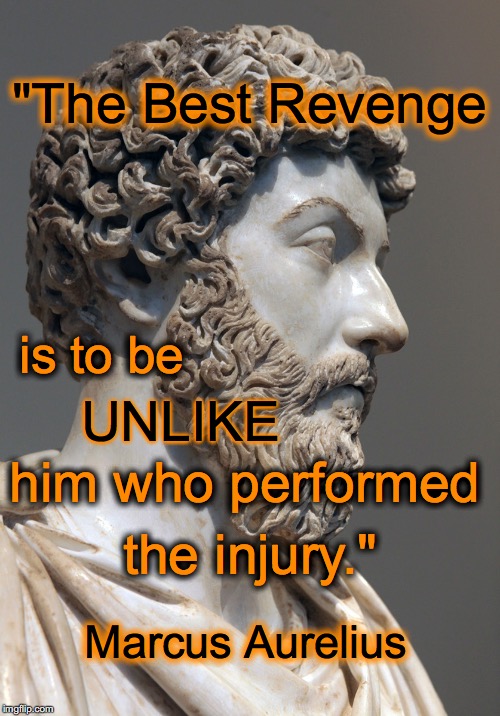 Marcus Aurelius | "The Best Revenge; is to be; UNLIKE; him who performed; the injury."; Marcus Aurelius | image tagged in marcus aurelius,revenge | made w/ Imgflip meme maker