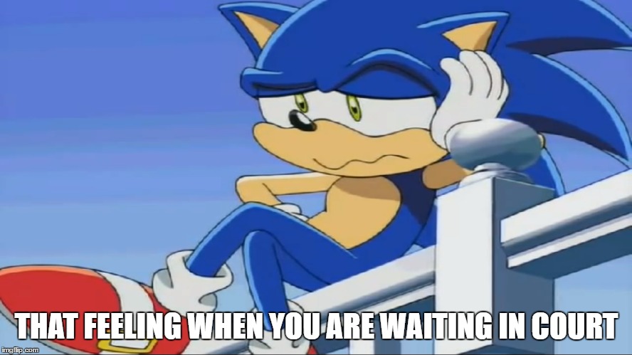 Impatient Sonic - Sonic X | THAT FEELING WHEN YOU ARE WAITING IN COURT | image tagged in impatient sonic - sonic x | made w/ Imgflip meme maker
