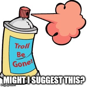 Troll Be Gone Spray | MIGHT I SUGGEST THIS? | image tagged in troll be gone spray | made w/ Imgflip meme maker