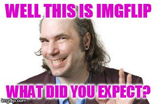 Sleazy Steve | WELL THIS IS IMGFLIP WHAT DID YOU EXPECT? | image tagged in sleazy steve | made w/ Imgflip meme maker