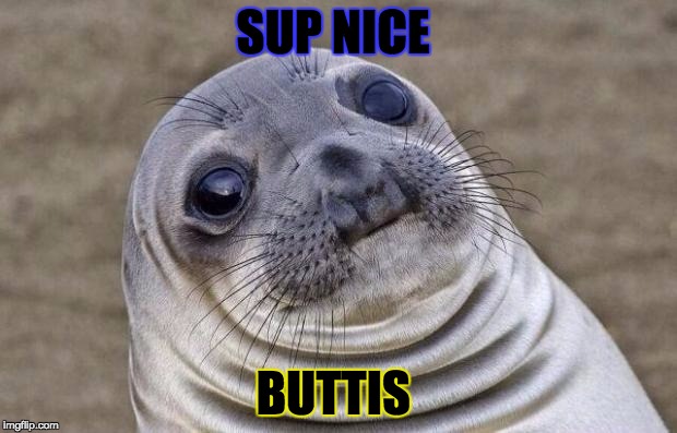 Awkward Moment Sealion | SUP NICE; BUTTIS | image tagged in memes,awkward moment sealion | made w/ Imgflip meme maker