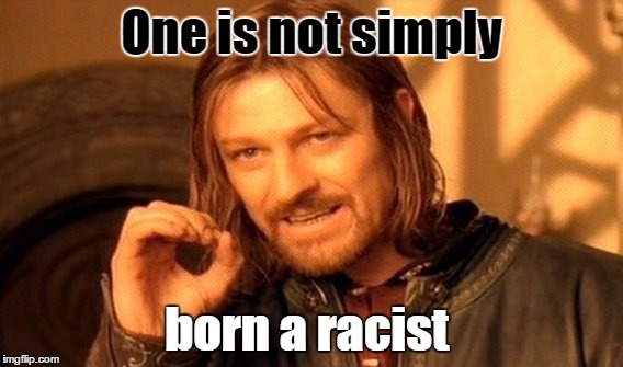 One Does Not Simply Meme | One is not simply; born a racist | image tagged in memes,one does not simply | made w/ Imgflip meme maker