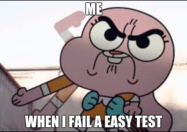 Anaisalator | ME; WHEN I FAIL A EASY TEST | image tagged in anaisalator | made w/ Imgflip meme maker