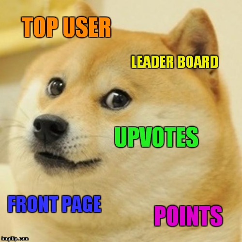 Doge Meme | TOP USER; LEADER BOARD; UPVOTES; FRONT PAGE; POINTS | image tagged in memes,doge | made w/ Imgflip meme maker