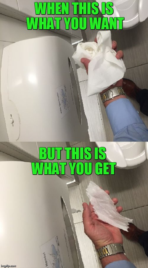 Toilet Paper Blues  | WHEN THIS IS WHAT YOU WANT; BUT THIS IS WHAT YOU GET | image tagged in toilet,toilet humor,toilet paper,memes,funny memes,meme | made w/ Imgflip meme maker