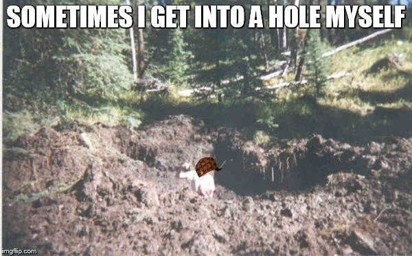 SOMETIMES I GET INTO A HOLE MYSELF | image tagged in scumbag | made w/ Imgflip meme maker