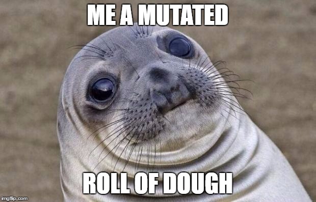 ever wonder where that pizza dough went? | ME A MUTATED; ROLL OF DOUGH | image tagged in memes,awkward moment sealion | made w/ Imgflip meme maker