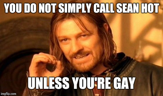 One Does Not Simply Meme | YOU DO NOT SIMPLY CALL SEAN HOT UNLESS YOU'RE GAY | image tagged in memes,one does not simply | made w/ Imgflip meme maker