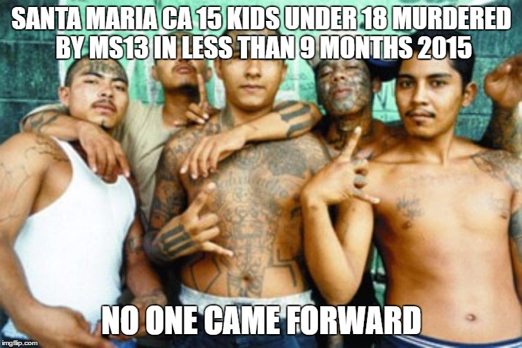 mexican gang members | SANTA MARIA CA 15 KIDS UNDER 18 MURDERED BY MS13 IN LESS THAN 9 MONTHS 2015; NO ONE CAME FORWARD | image tagged in mexican gang members | made w/ Imgflip meme maker
