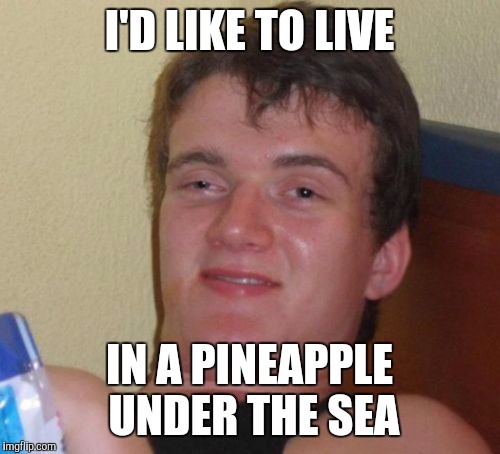 10 Guy Meme | I'D LIKE TO LIVE; IN A PINEAPPLE UNDER THE SEA | image tagged in memes,10 guy | made w/ Imgflip meme maker