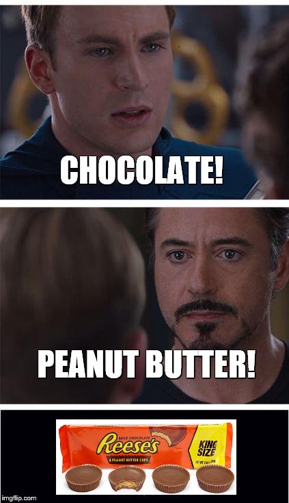 Marvel Civil War 1 | CHOCOLATE! PEANUT BUTTER! | image tagged in memes,marvel civil war 1 | made w/ Imgflip meme maker