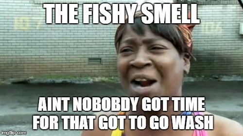 Ain't Nobody Got Time For That Meme | THE FISHY SMELL; AINT NOBOBDY GOT TIME FOR THAT
GOT TO GO WASH | image tagged in memes,aint nobody got time for that | made w/ Imgflip meme maker