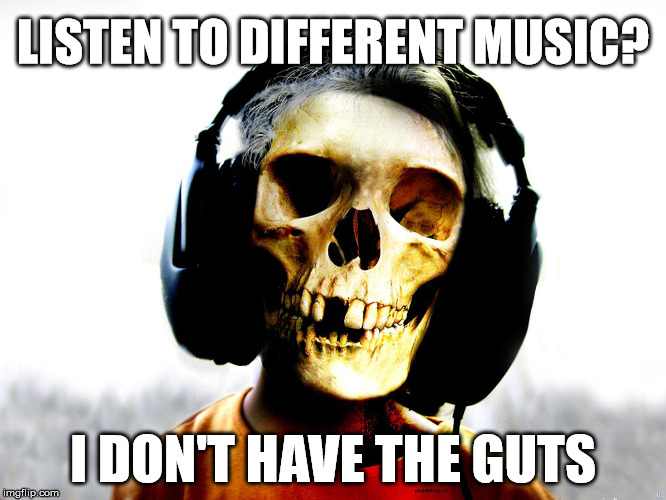 LISTEN TO DIFFERENT MUSIC? I DON'T HAVE THE GUTS | made w/ Imgflip meme maker