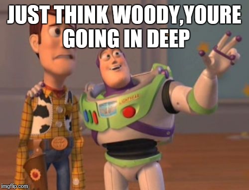 X, X Everywhere Meme | JUST THINK WOODY,YOURE GOING IN DEEP | image tagged in memes,x x everywhere | made w/ Imgflip meme maker