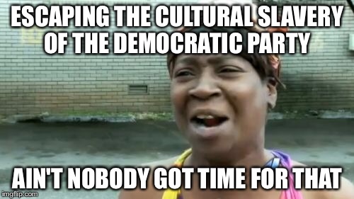 Ain't Nobody Got Time For That Meme | ESCAPING THE CULTURAL SLAVERY OF THE DEMOCRATIC PARTY AIN'T NOBODY GOT TIME FOR THAT | image tagged in memes,aint nobody got time for that | made w/ Imgflip meme maker