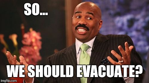 Steve Harvey Meme | SO... WE SHOULD EVACUATE? | image tagged in memes,steve harvey | made w/ Imgflip meme maker