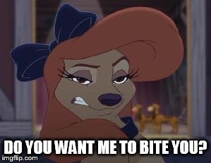 Do You Want Me To Bite You? |  DO YOU WANT ME TO BITE YOU? | image tagged in dixie means business,memes,disney,the fox and the hound 2,reba mcentire,dog | made w/ Imgflip meme maker