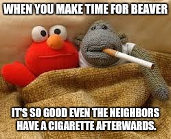 Wham bam. I don't think so, man | WHEN YOU MAKE TIME FOR BEAVER; IT'S SO GOOD EVEN THE NEIGHBORS HAVE A CIGARETTE AFTERWARDS. | image tagged in beaver,nsfw | made w/ Imgflip meme maker