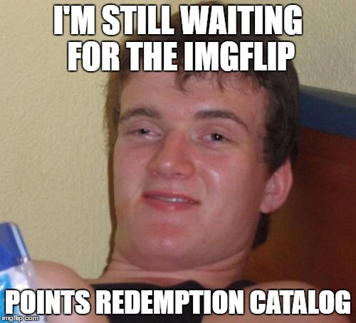 10 Guy | I'M STILL WAITING FOR THE IMGFLIP; POINTS REDEMPTION CATALOG | image tagged in memes,10 guy | made w/ Imgflip meme maker