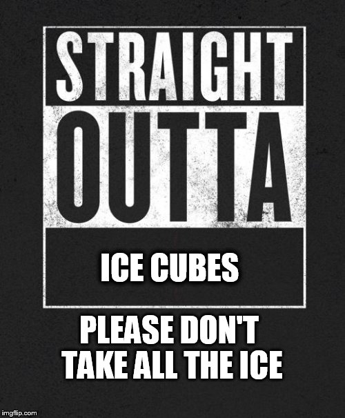Straight Outta X blank template | ICE CUBES; PLEASE DON'T TAKE ALL THE ICE | image tagged in straight outta x blank template | made w/ Imgflip meme maker