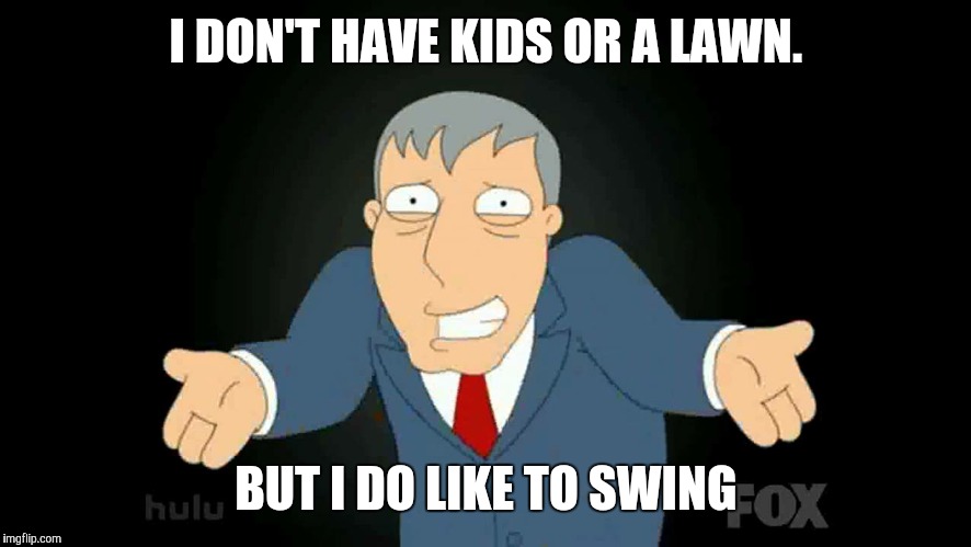 I DON'T HAVE KIDS OR A LAWN. BUT I DO LIKE TO SWING | made w/ Imgflip meme maker