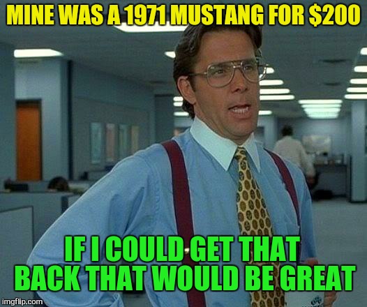That Would Be Great Meme | MINE WAS A 1971 MUSTANG FOR $200 IF I COULD GET THAT BACK THAT WOULD BE GREAT | image tagged in memes,that would be great | made w/ Imgflip meme maker