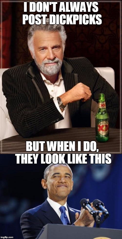 The Most Interesting Man In The World | I DON'T ALWAYS POST DICKPICKS; BUT WHEN I DO, THEY LOOK LIKE THIS | image tagged in memes | made w/ Imgflip meme maker