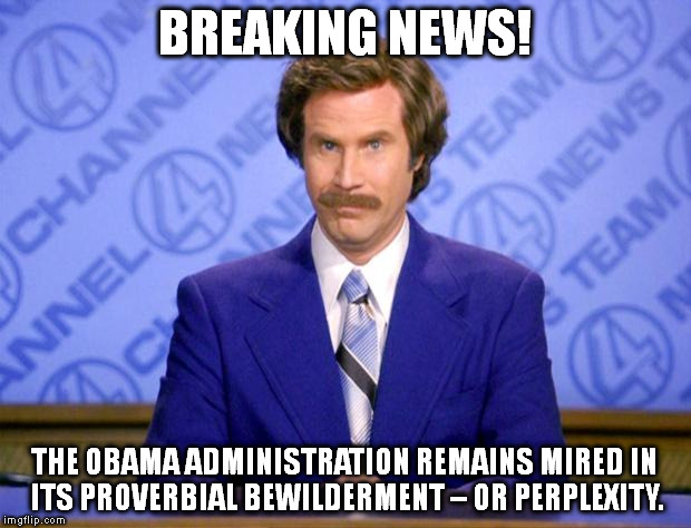 This just in  | BREAKING NEWS! THE OBAMA ADMINISTRATION REMAINS MIRED IN ITS PROVERBIAL BEWILDERMENT – OR PERPLEXITY. | image tagged in this just in | made w/ Imgflip meme maker