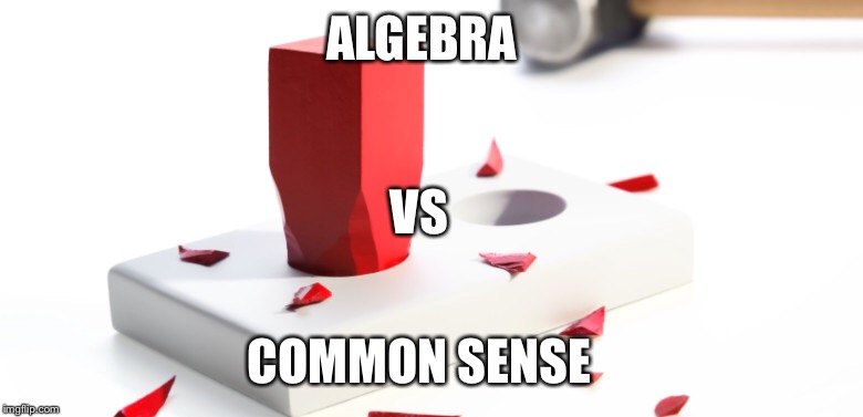 Sometimes it feels like this | ALGEBRA; VS; COMMON SENSE | image tagged in memes,algebra,math | made w/ Imgflip meme maker
