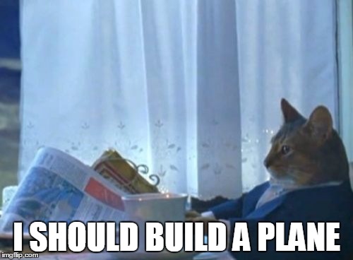 I Should Buy A Boat Cat Meme | I SHOULD BUILD A PLANE | image tagged in memes,i should buy a boat cat,AdviceAnimals | made w/ Imgflip meme maker