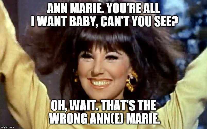 An old sitcom character confused with an obscure song by a post grunge band. | ANN MARIE. YOU'RE ALL I WANT BABY, CAN'T YOU SEE? OH, WAIT. THAT'S THE WRONG ANN(E) MARIE. | image tagged in that girl,ann marie,teaneck | made w/ Imgflip meme maker