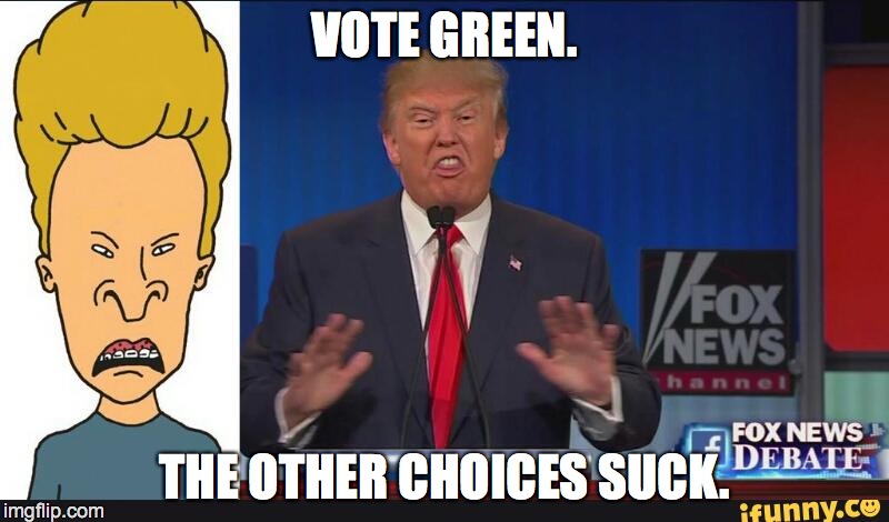 VOTE GREEN. THE OTHER CHOICES SUCK. | image tagged in vote green2 | made w/ Imgflip meme maker