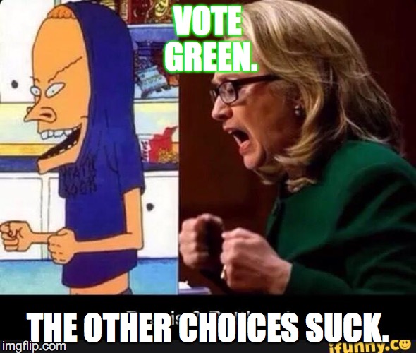 VOTE GREEN. THE OTHER CHOICES SUCK. | image tagged in votegreen1 | made w/ Imgflip meme maker