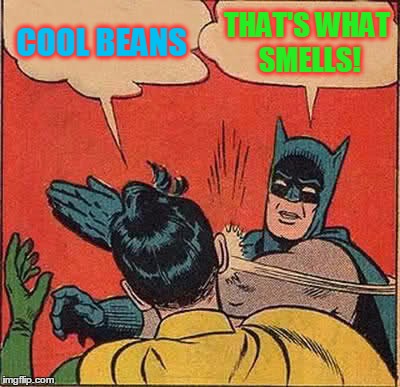 Batman Slapping Robin Meme | COOL BEANS THAT'S WHAT SMELLS! | image tagged in memes,batman slapping robin | made w/ Imgflip meme maker