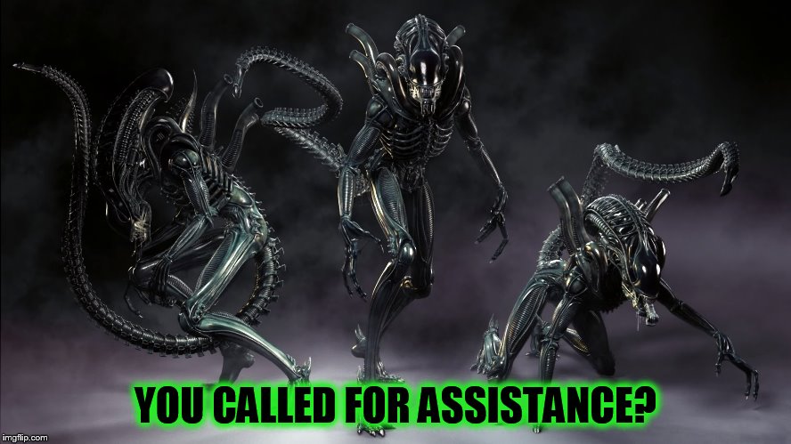 Three Aliens | YOU CALLED FOR ASSISTANCE? | image tagged in three aliens | made w/ Imgflip meme maker