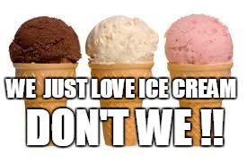 Ice Cream cone | DON'T WE !! WE  JUST LOVE ICE CREAM | image tagged in ice cream cone | made w/ Imgflip meme maker