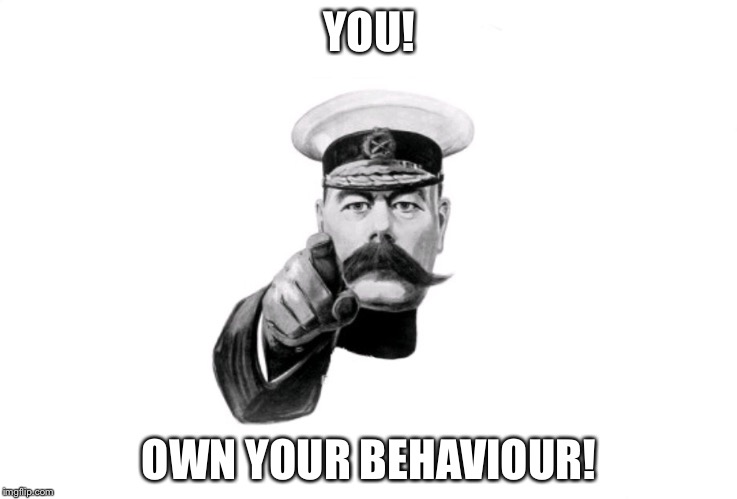 lord Kitchener | YOU! OWN YOUR BEHAVIOUR! | image tagged in lord kitchener | made w/ Imgflip meme maker