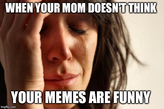 First World Problems Meme | WHEN YOUR MOM DOESN'T THINK; YOUR MEMES ARE FUNNY | image tagged in memes,first world problems | made w/ Imgflip meme maker