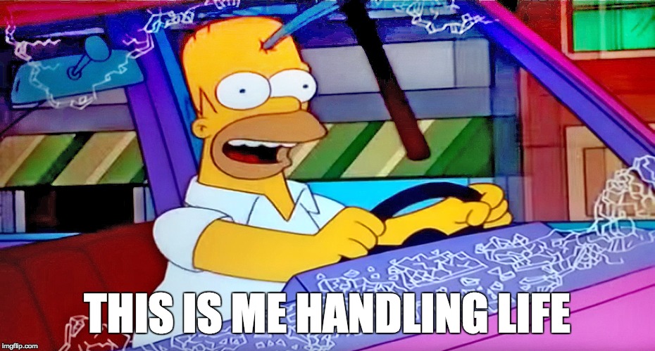 Just keep going. Everything's fine. | THIS IS ME HANDLING LIFE | image tagged in homer pickaxe in head,the simpsons,homer simpson,life | made w/ Imgflip meme maker