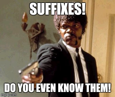 Say That Again I Dare You Meme | SUFFIXES! DO YOU EVEN KNOW THEM! | image tagged in memes,say that again i dare you | made w/ Imgflip meme maker