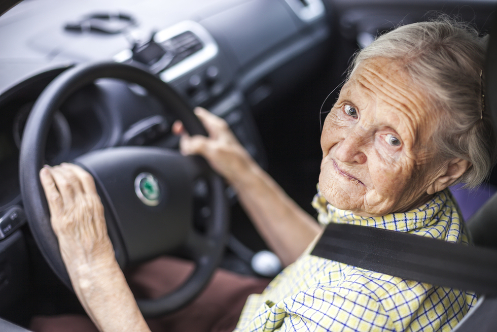 High Quality Old person driving Blank Meme Template