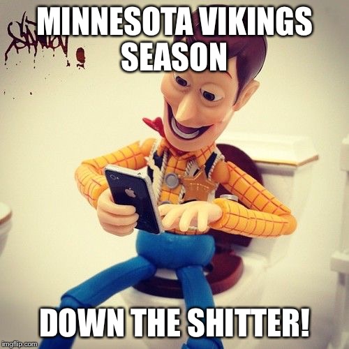 ToiletSitting | MINNESOTA VIKINGS SEASON; DOWN THE SHITTER! | image tagged in toiletsitting | made w/ Imgflip meme maker