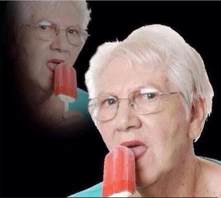 High Quality grandma licking icecream Blank Meme Template
